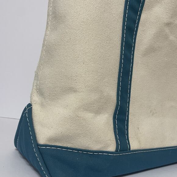 LL Bean Boat and Tote Canvas Bag Meduim USA Teal Blue Embroidered MiMi -See Pics - Picture 11 of 16